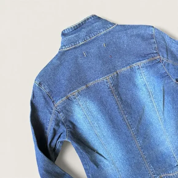 Arden B Denim Dress Jacket Women’s XS Longline Button Front 2000s Y2K Jean Dress - Picture 7 of 9